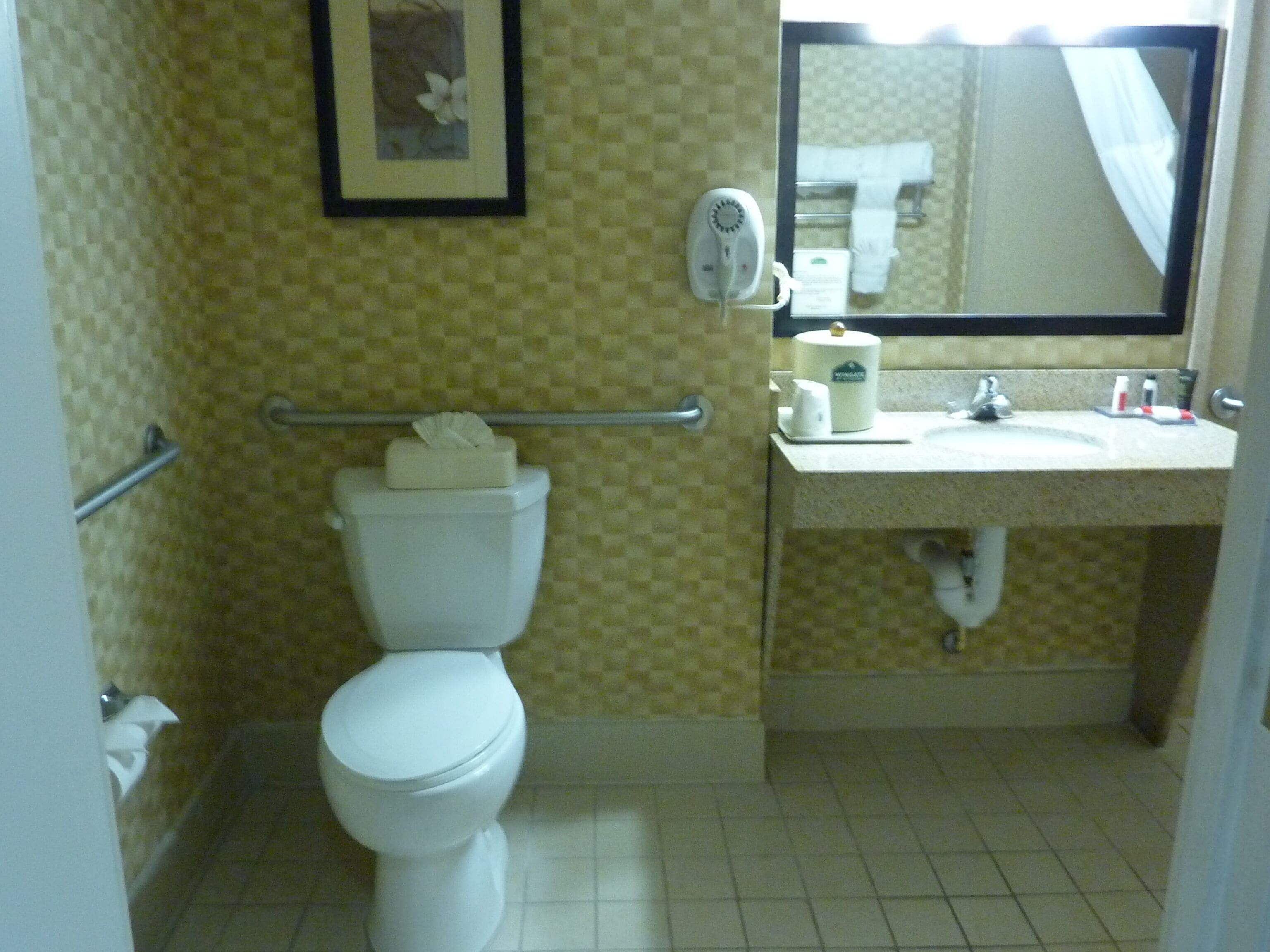 combined shower/bathtub, hair dryer, towels