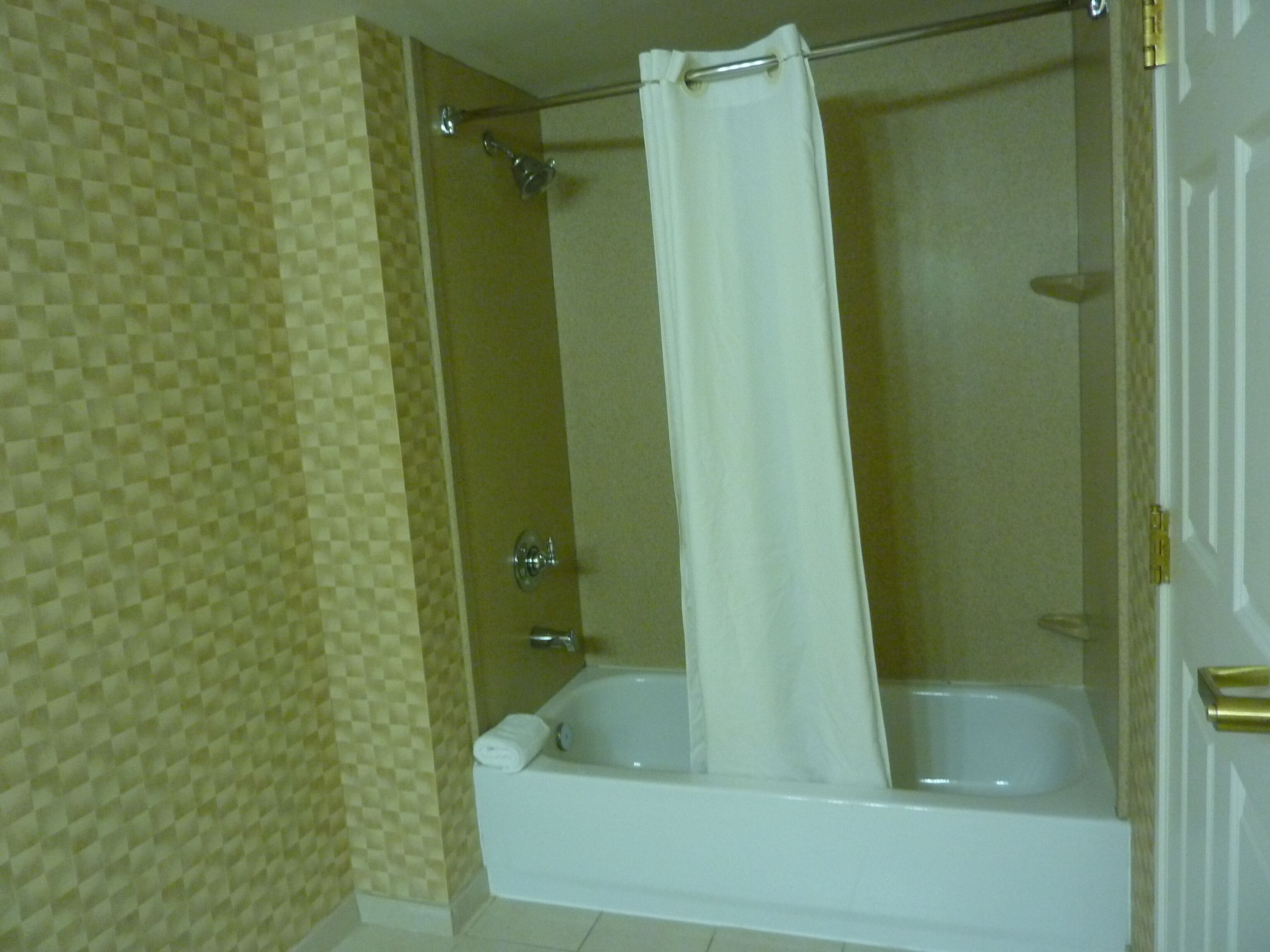 combined shower/bathtub, hair dryer, towels