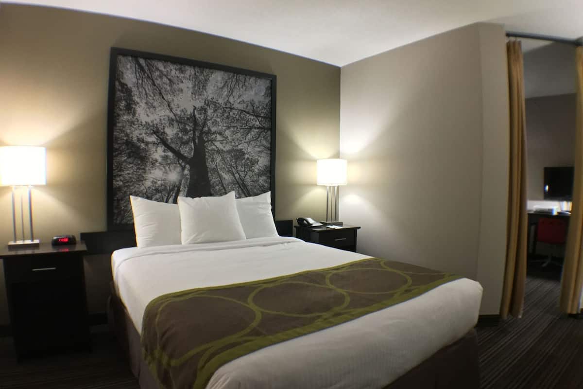 Colchones con pillow-top, escritorio y espacio para trabajar con laptop