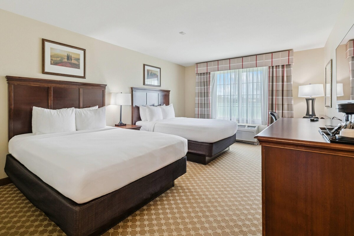 Room, 2 Queen Beds, Non Smoking | Hypo-allergenic bedding available, desk, blackout drapes