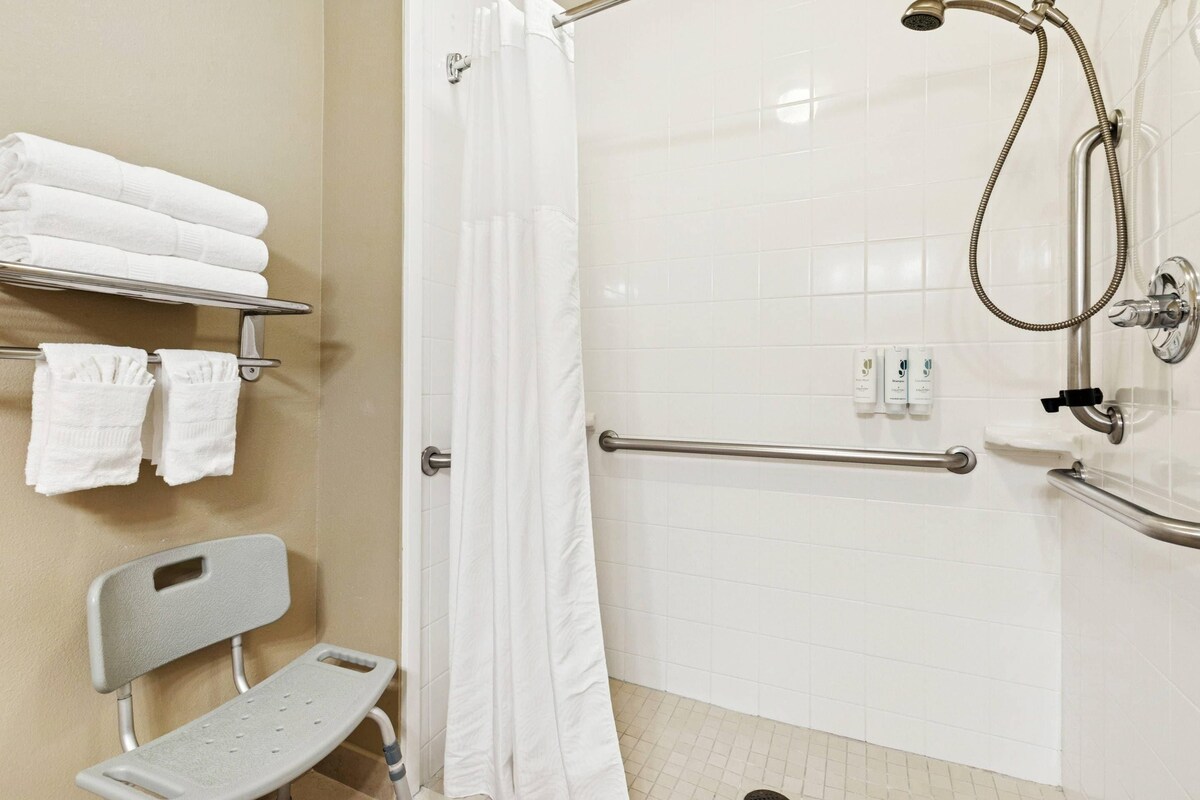 Room, 1 King Bed, Accessible, Non Smoking (Roll-in Shower) | Hypo-allergenic bedding available, desk, blackout drapes