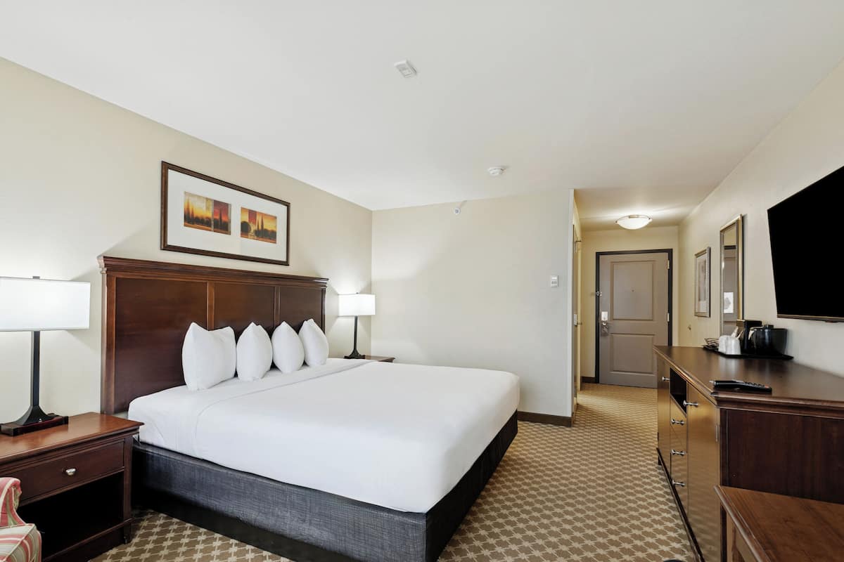 Room, 1 King Bed, Non Smoking | Hypo-allergenic bedding, down comforters, desk, blackout drapes