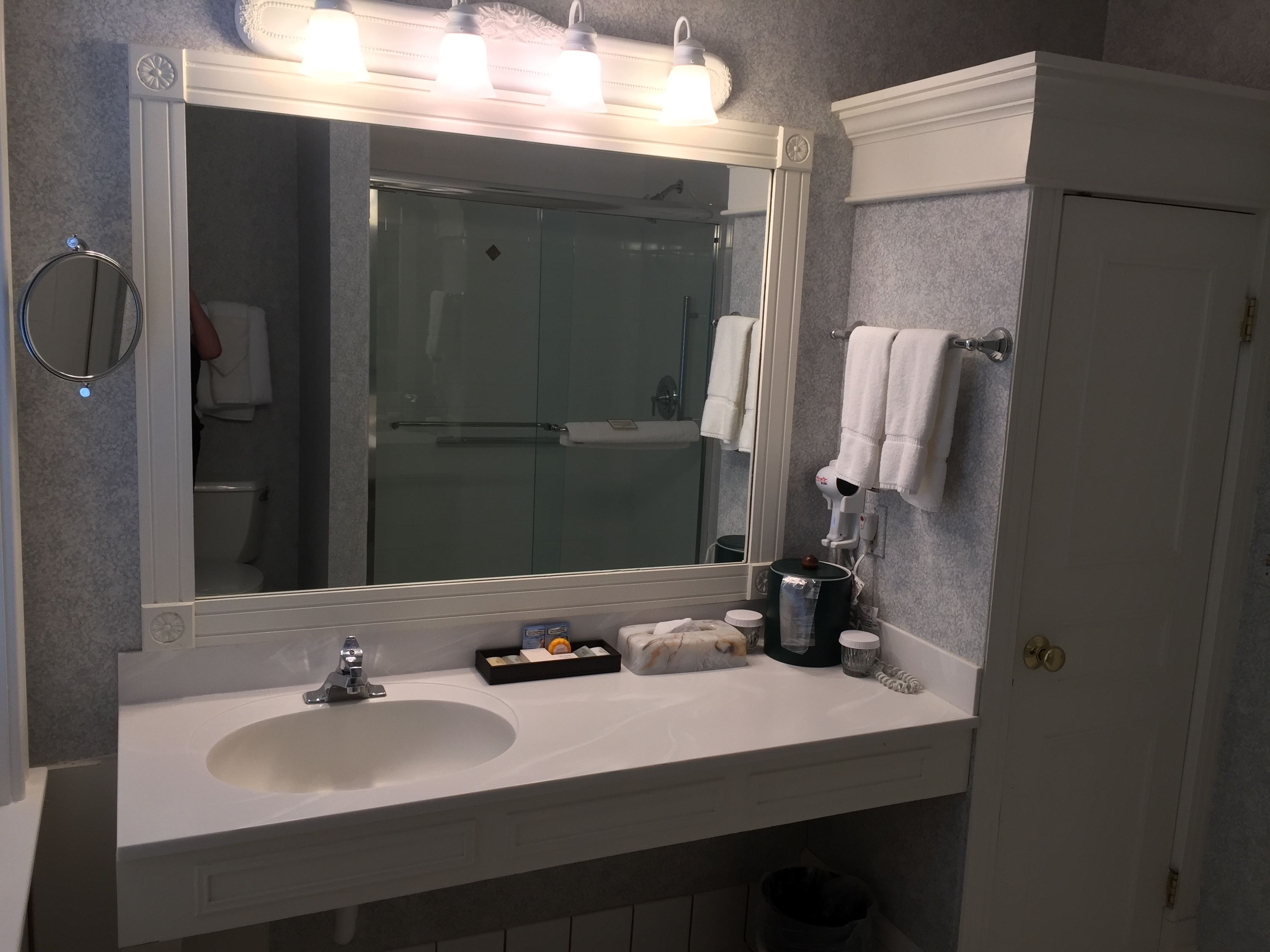 free toiletries, hair dryer, towels