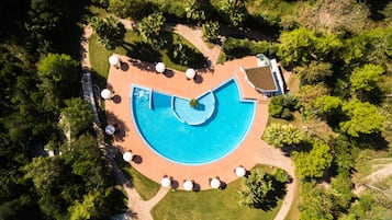 Indoor pool, open 10:00 AM to 7:00 PM, pool umbrellas, sun loungers