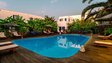 Outdoor pool, open 8:30 AM to 8:30 PM, sun loungers
