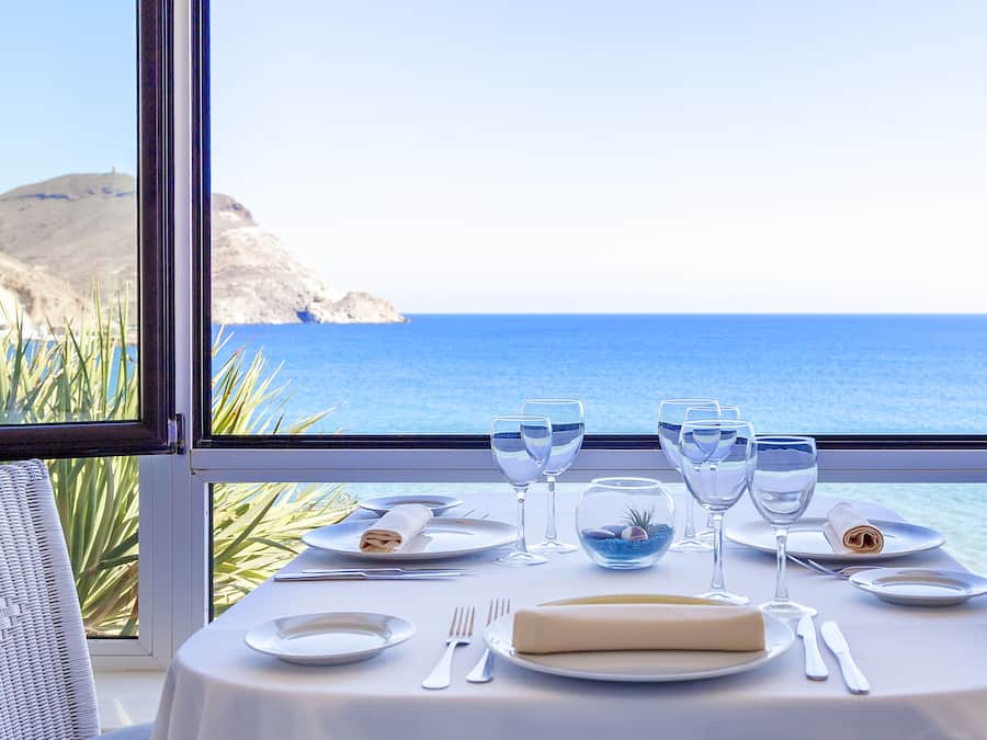 Breakfast, lunch, dinner served; Mediterranean cuisine, beach views