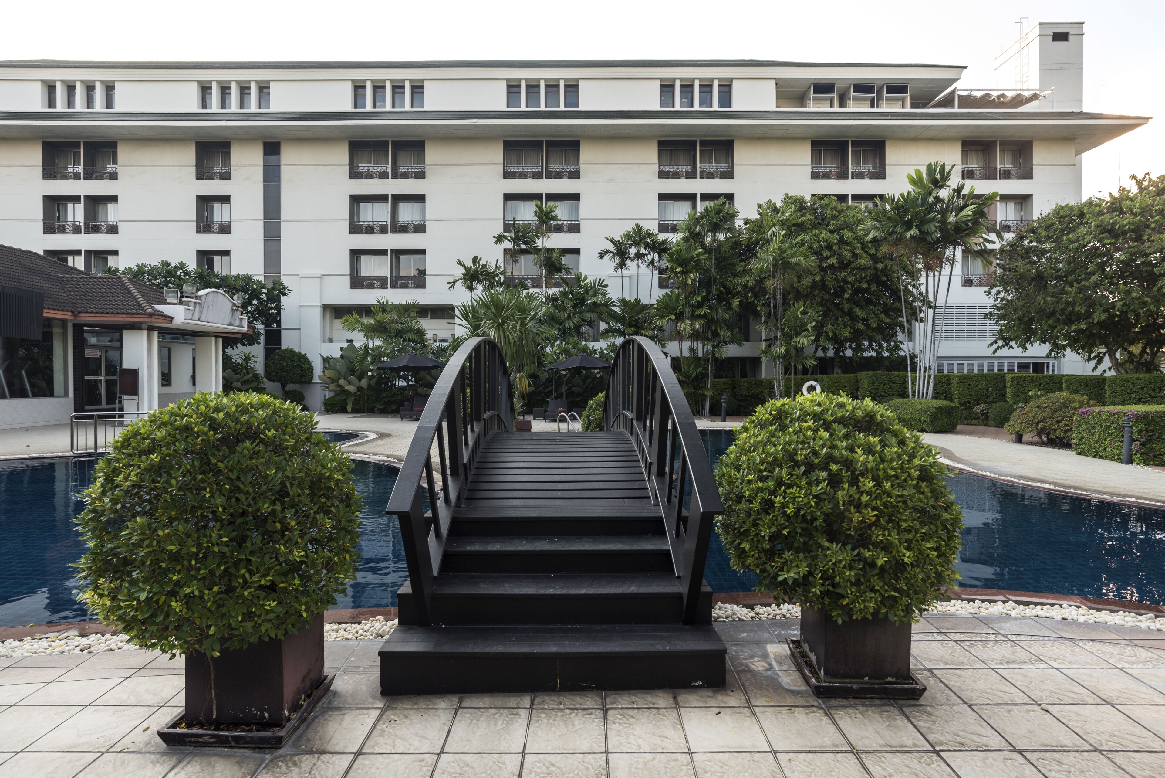 Outdoor pool, pool loungers