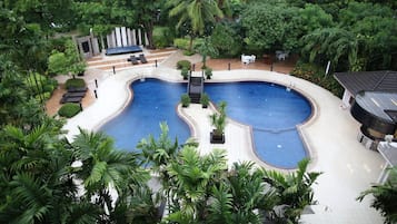 Outdoor pool, sun loungers