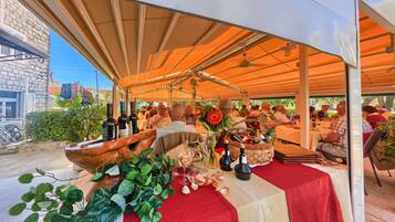 Breakfast, lunch, dinner served; Mediterranean cuisine, garden views