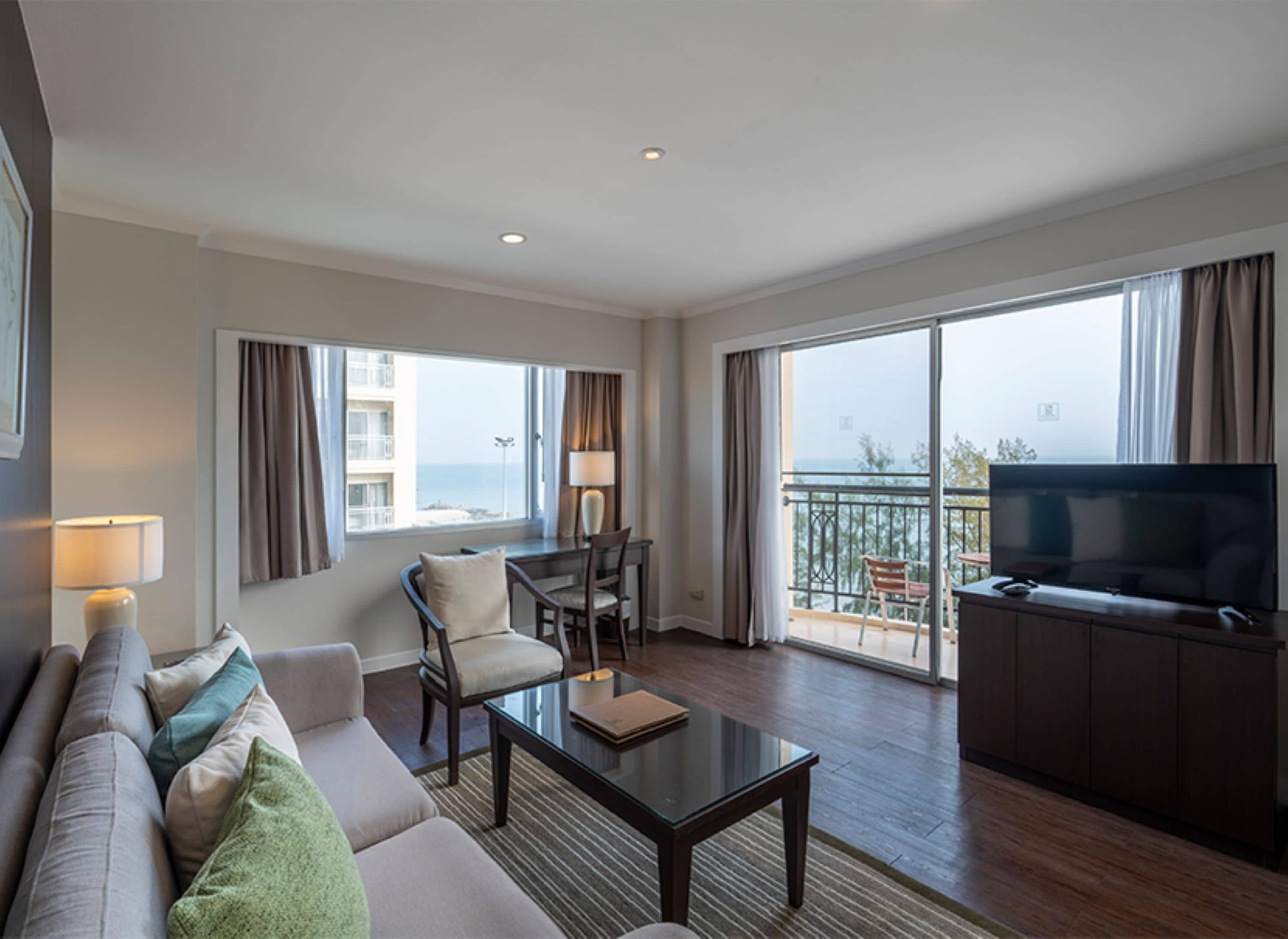 Premier Suite, 1 Bedroom, Balcony | Living area | Flat-screen TV, DVD player
