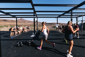 Work out with a breathtaking view of the surrounding mountains at our outdoor gym.