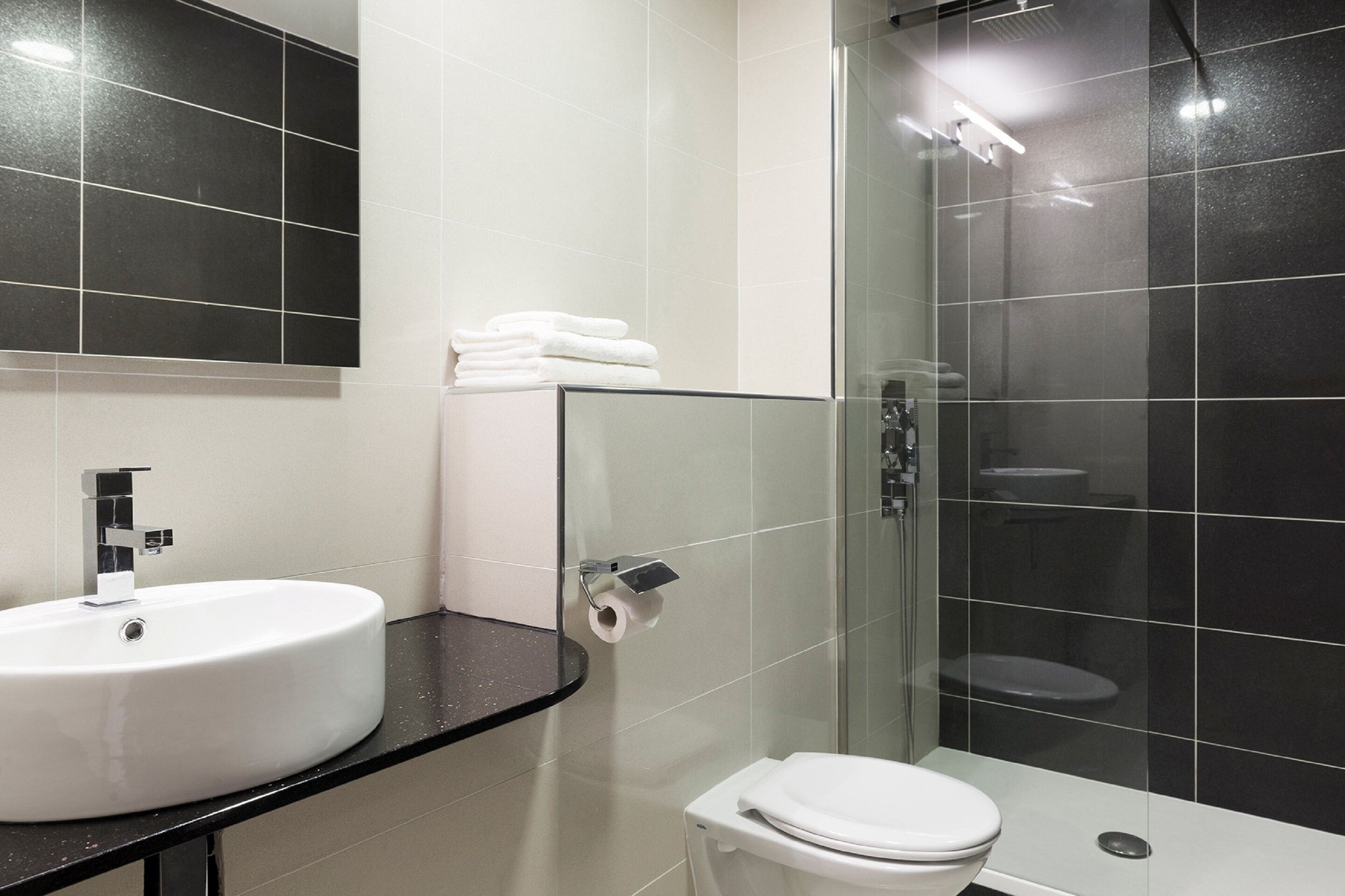 free toiletries, hair dryer, towels