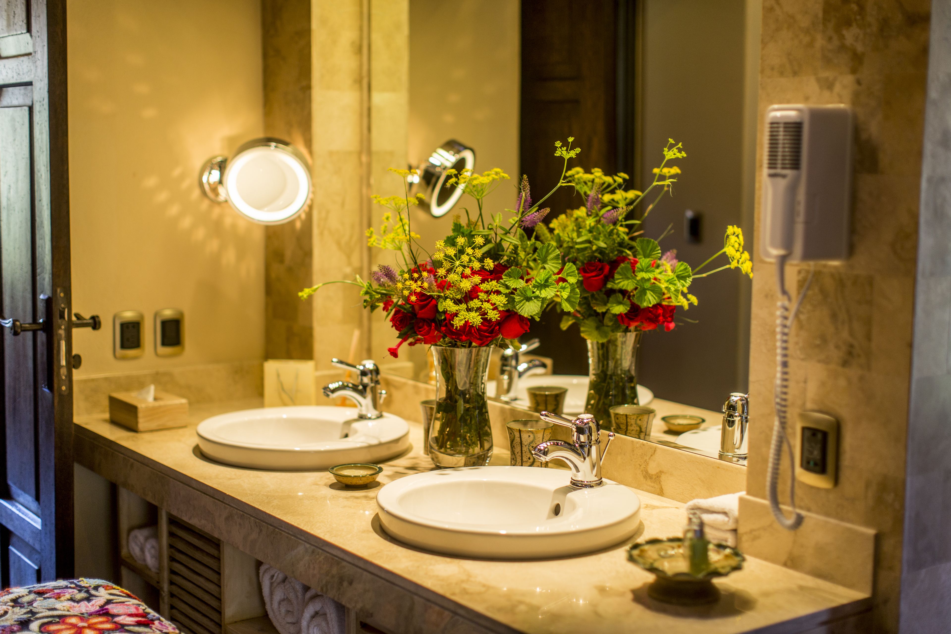 premium room | bathroom | designer toiletries, hair dryer, bathrobes, towels