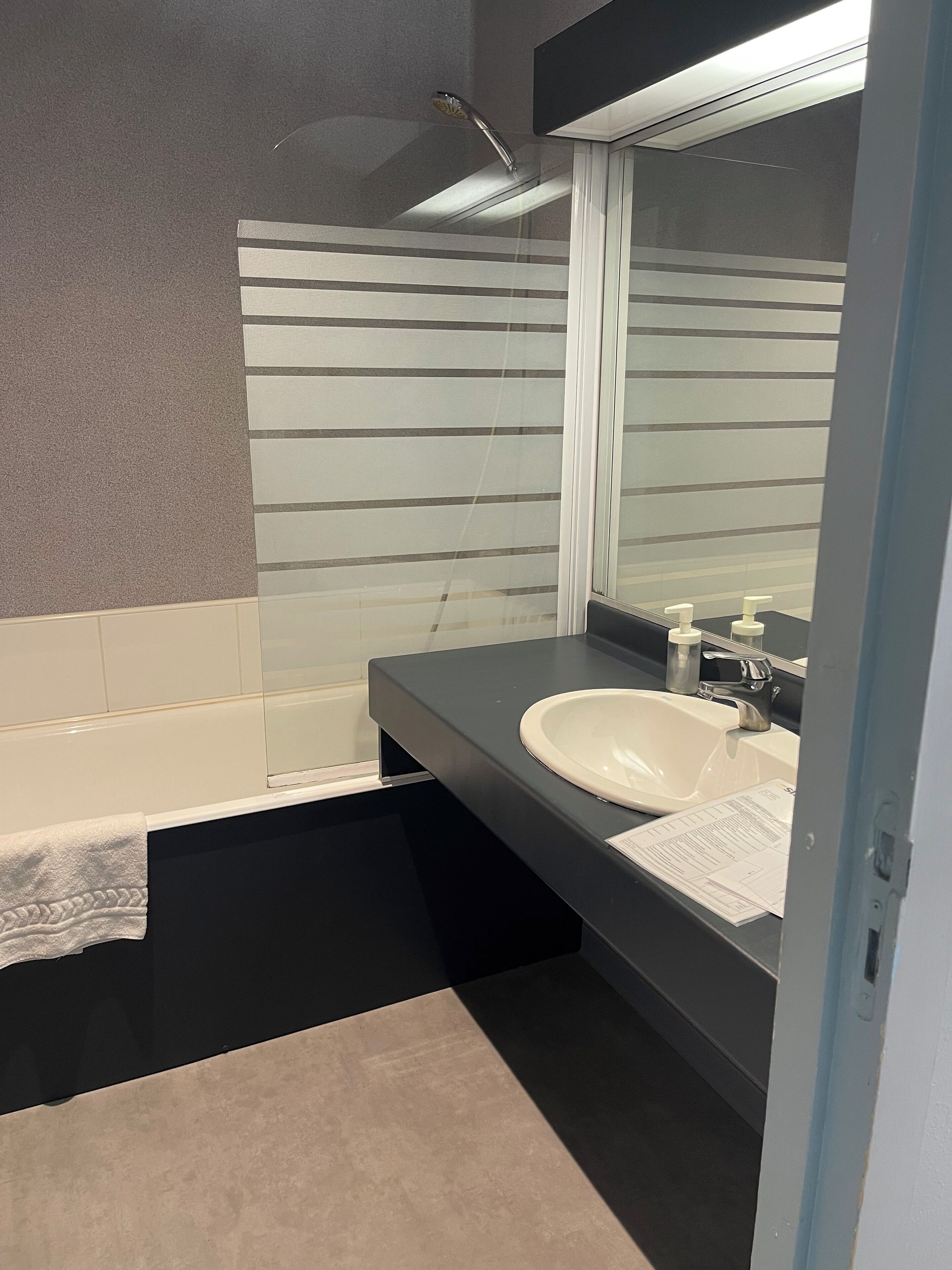 room | bathroom | combined shower/bathtub, free toiletries, hair dryer, towels