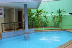 Outdoor pool, sun loungers