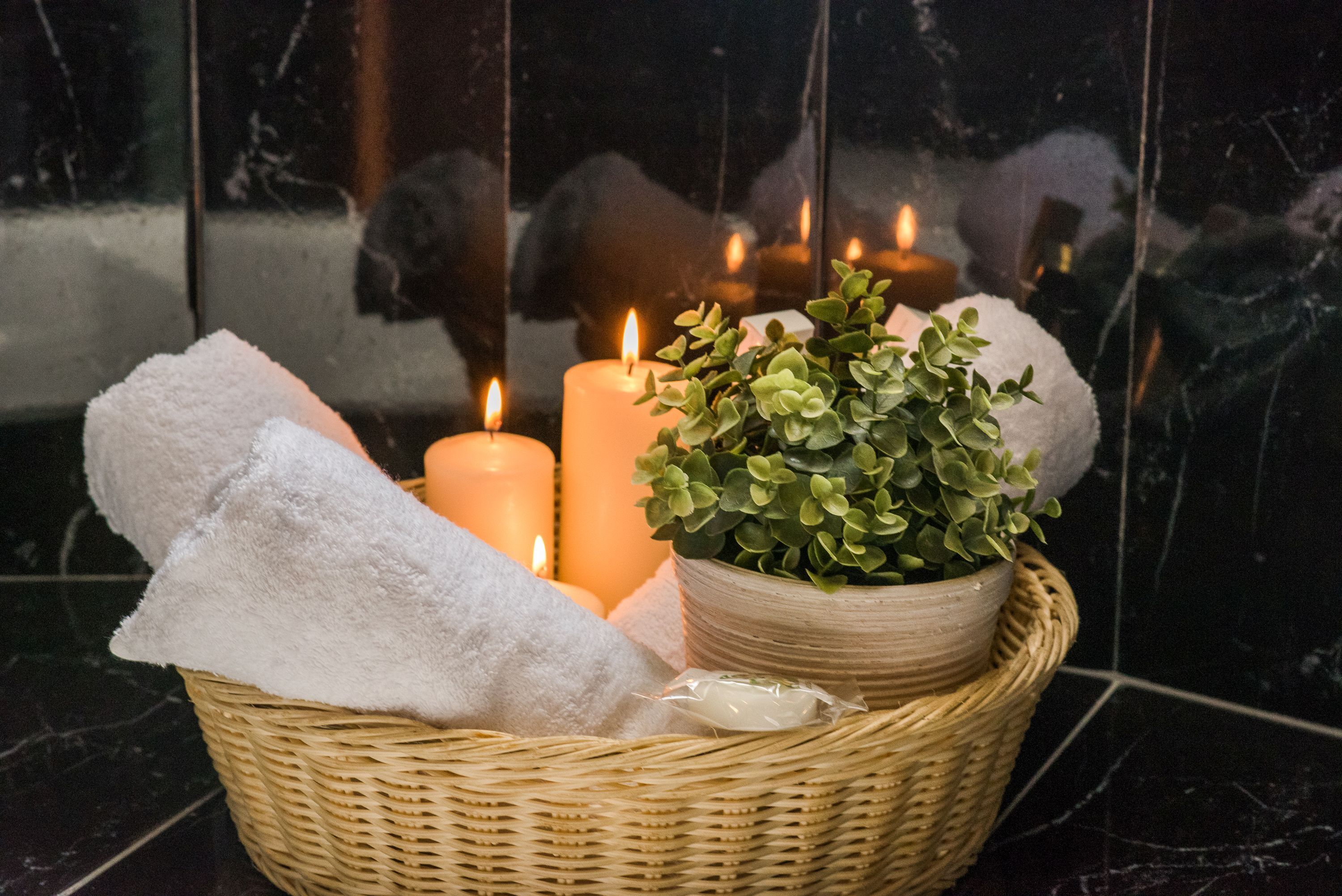 free toiletries, hair dryer, bathrobes, slippers