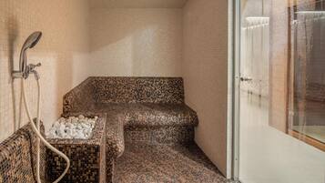 Sauna, hot tub, steam room, aromatherapy, hot stone massages