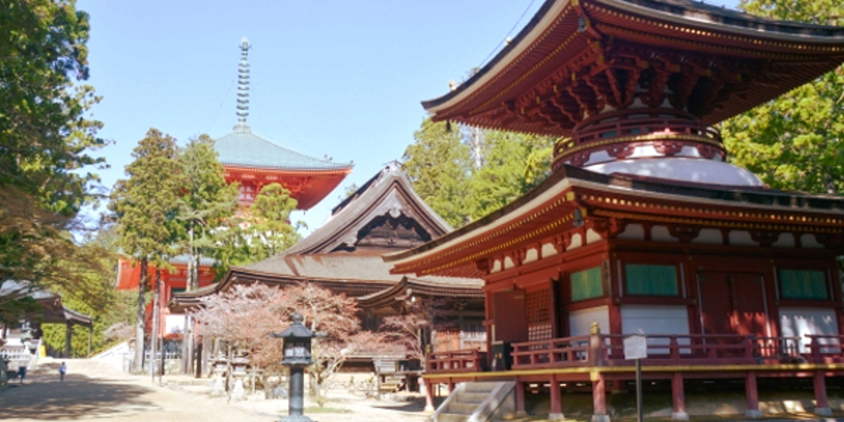 A traditional Japanese temple with a large pagoda and a main hall.