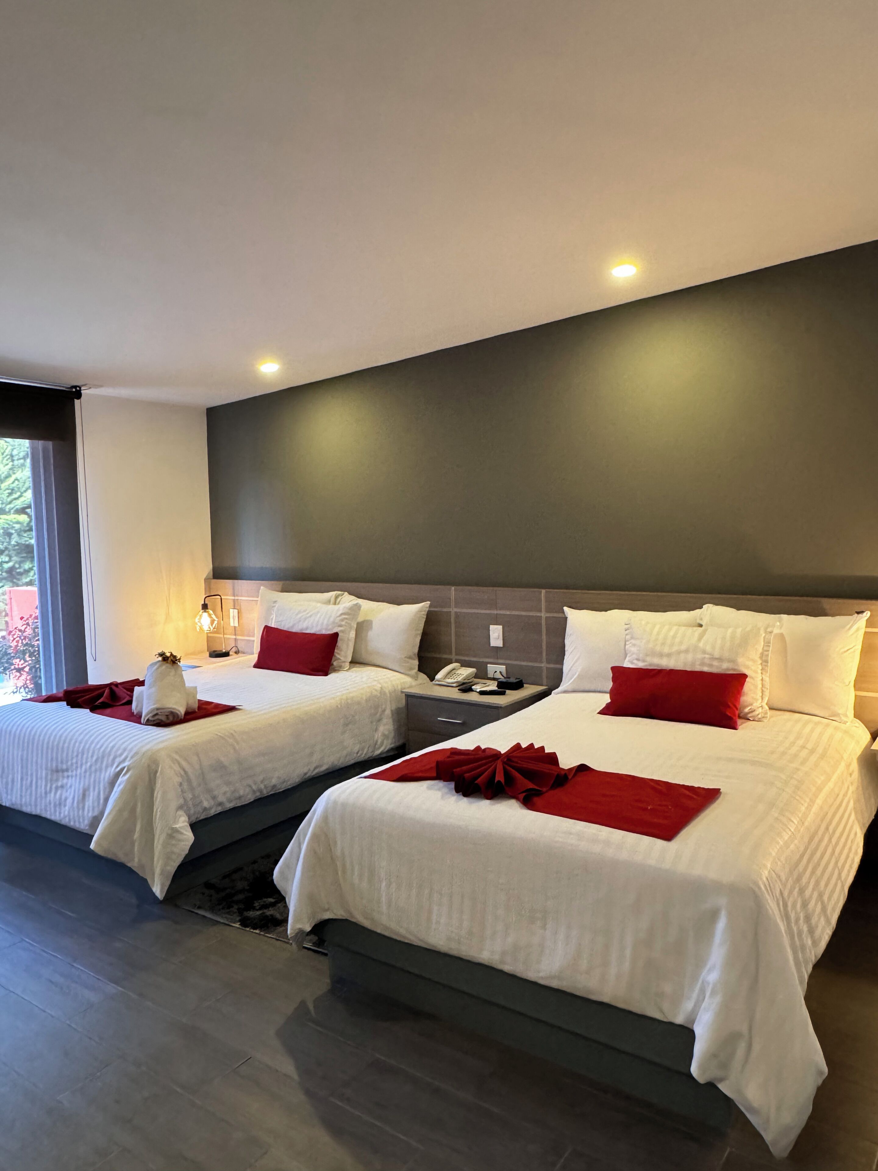 villa with 2 double beds | premium bedding, in-room safe, blackout curtains, iron/ironing board