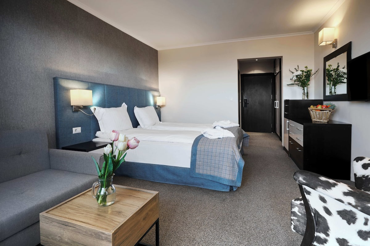 Desk, free cots/infant beds, free WiFi, bed sheets