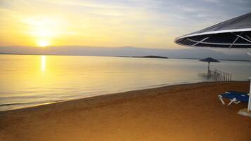 Private beach, sun loungers, beach umbrellas