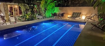 Outdoor pool, pool umbrellas