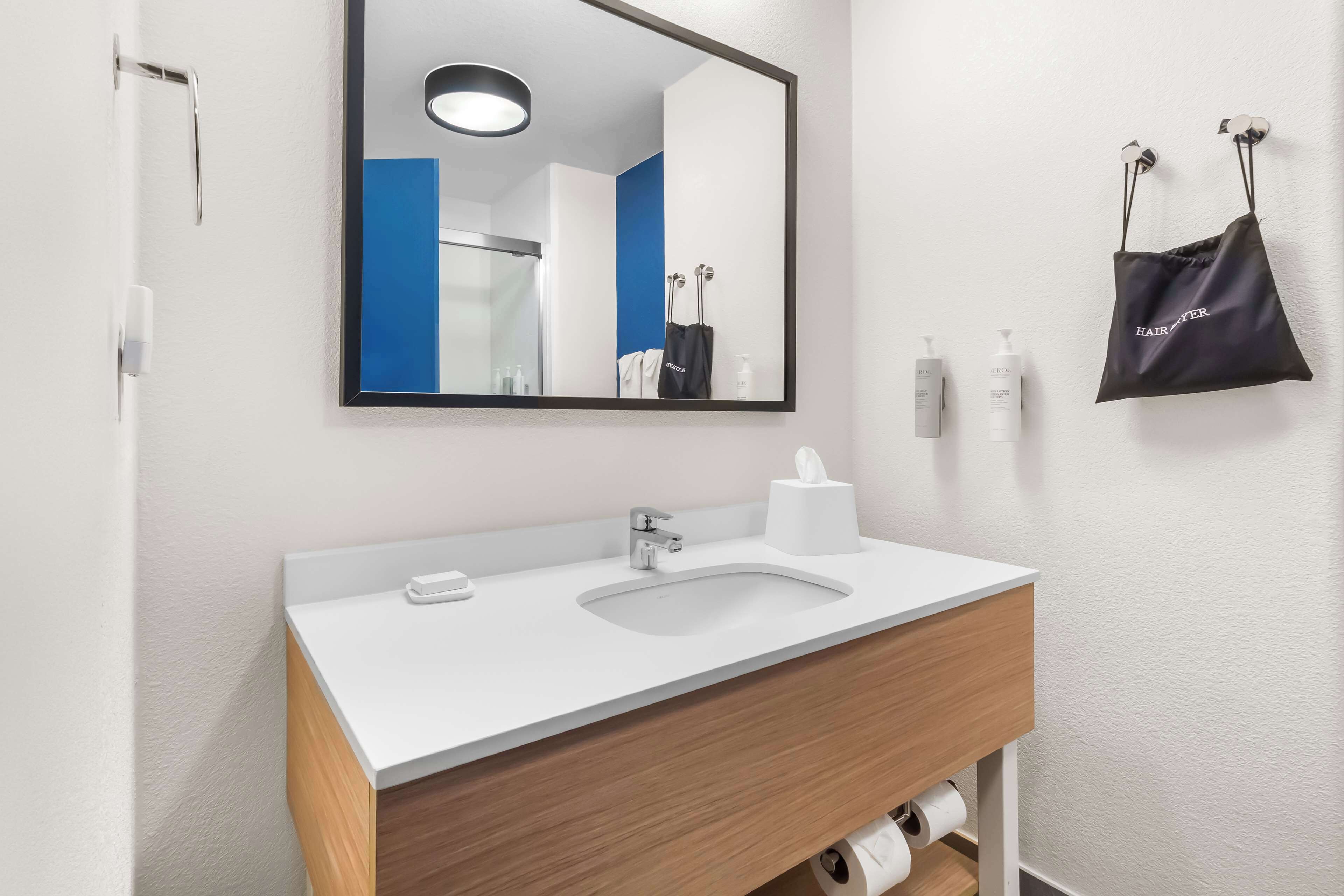 free toiletries, hair dryer, towels