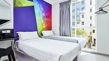 Desk, free WiFi, bed sheets