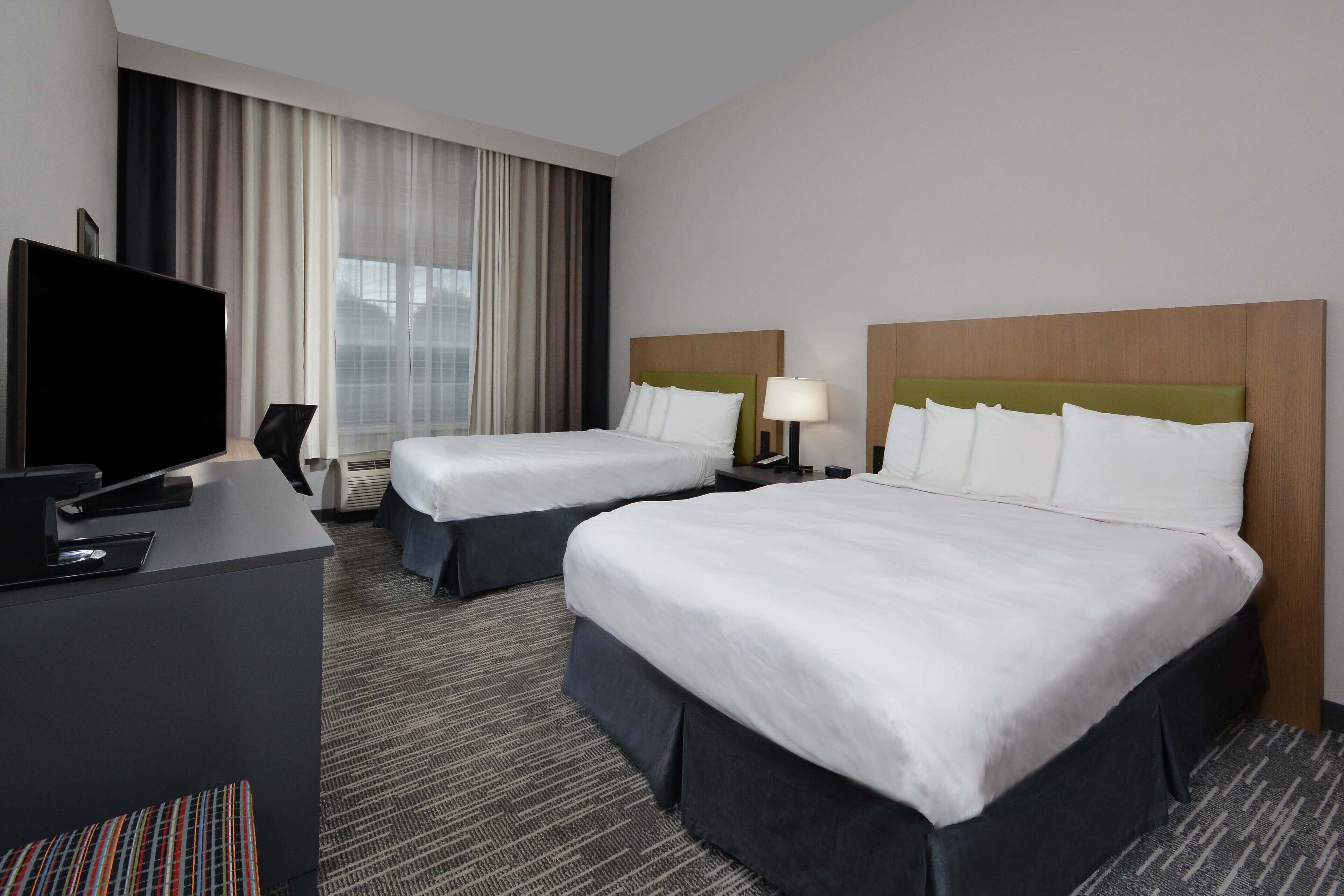 room, 2 queen beds, non smoking | 1 bedroom, desk, laptop workspace, blackout curtains