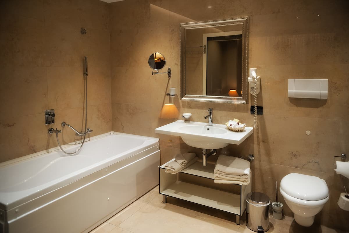 free toiletries, hair dryer, bathrobes, slippers