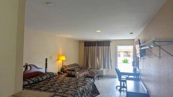 Desk, laptop workspace, free WiFi, bed sheets