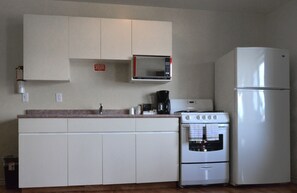 Fridge, microwave, coffee/tea maker