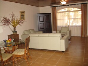 Luxury Villa, 2 Bedrooms, 2 Bathrooms, Beachside | Living area | 32-inch LCD TV with satellite channels, TV
