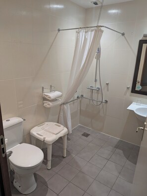 Habitación estándar doble, 1 cama doble | Baño | Artículos de higiene personal ecológicos, secador de pelo y toallas