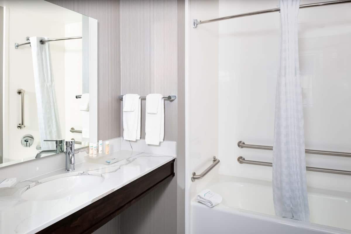 Room, Accessible, Non Smoking | Bathroom | Combined shower/tub, free toiletries, hair dryer, towels