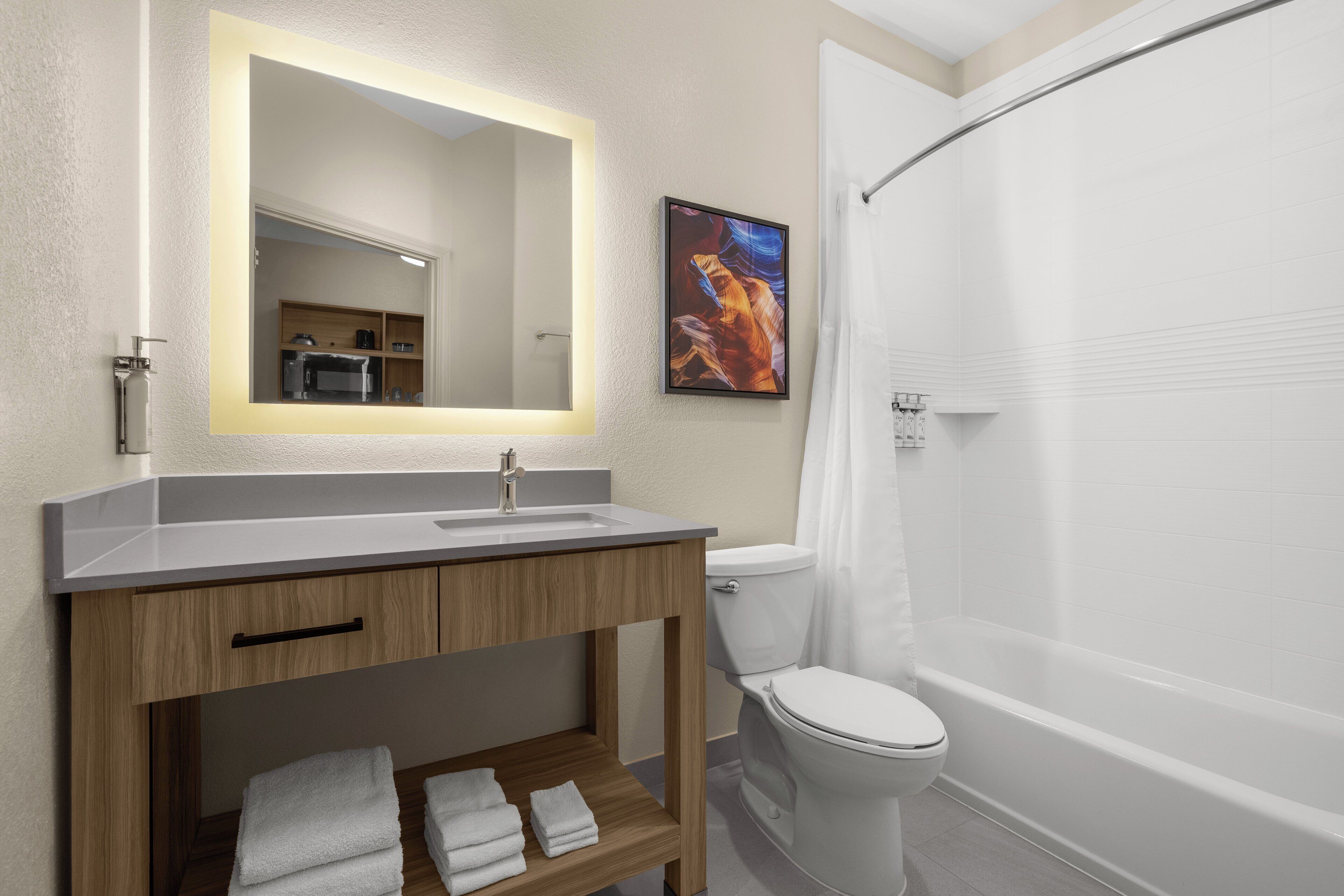 free toiletries, hair dryer, towels