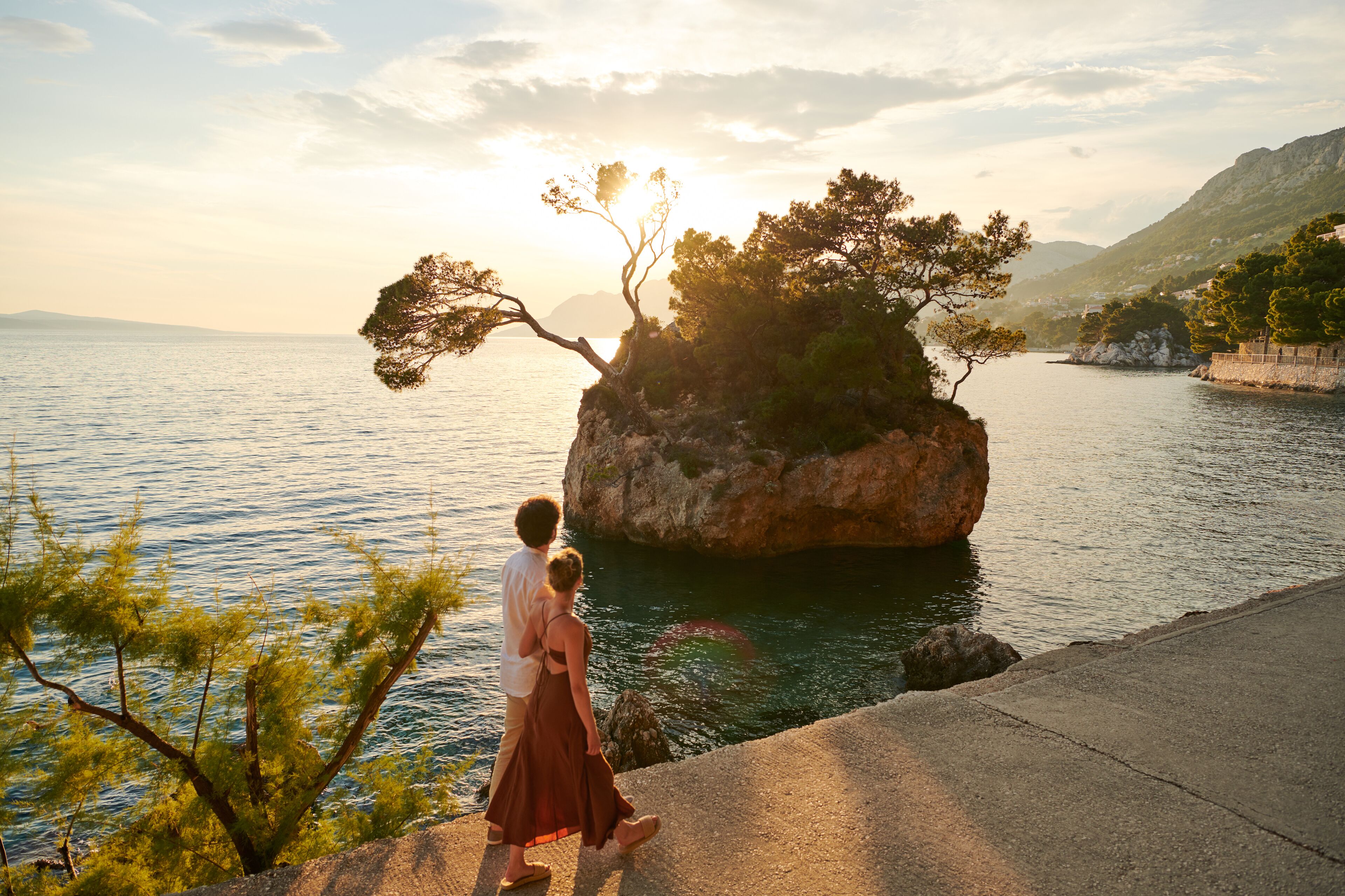 on the beach, sun-loungers, beach umbrellas
