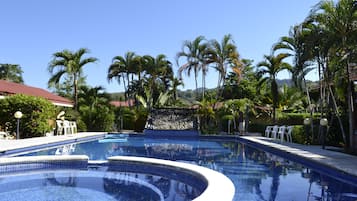 Outdoor pool, open 8:00 AM to 9:30 PM, pool umbrellas, sun loungers