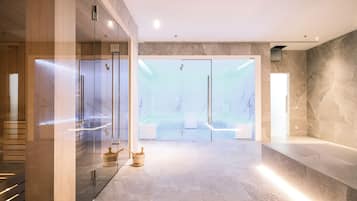 Sauna, hot tub, body treatments, aromatherapy, body wraps, body scrubs