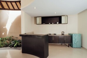 One Bedroom Villa Outdoor Living Room | Private kitchen | Fridge, coffee/tea maker, electric kettle