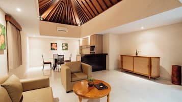 Villa, 1 Bedroom, Pool View | Living area | 32-inch flat-screen TV with digital channels, TV