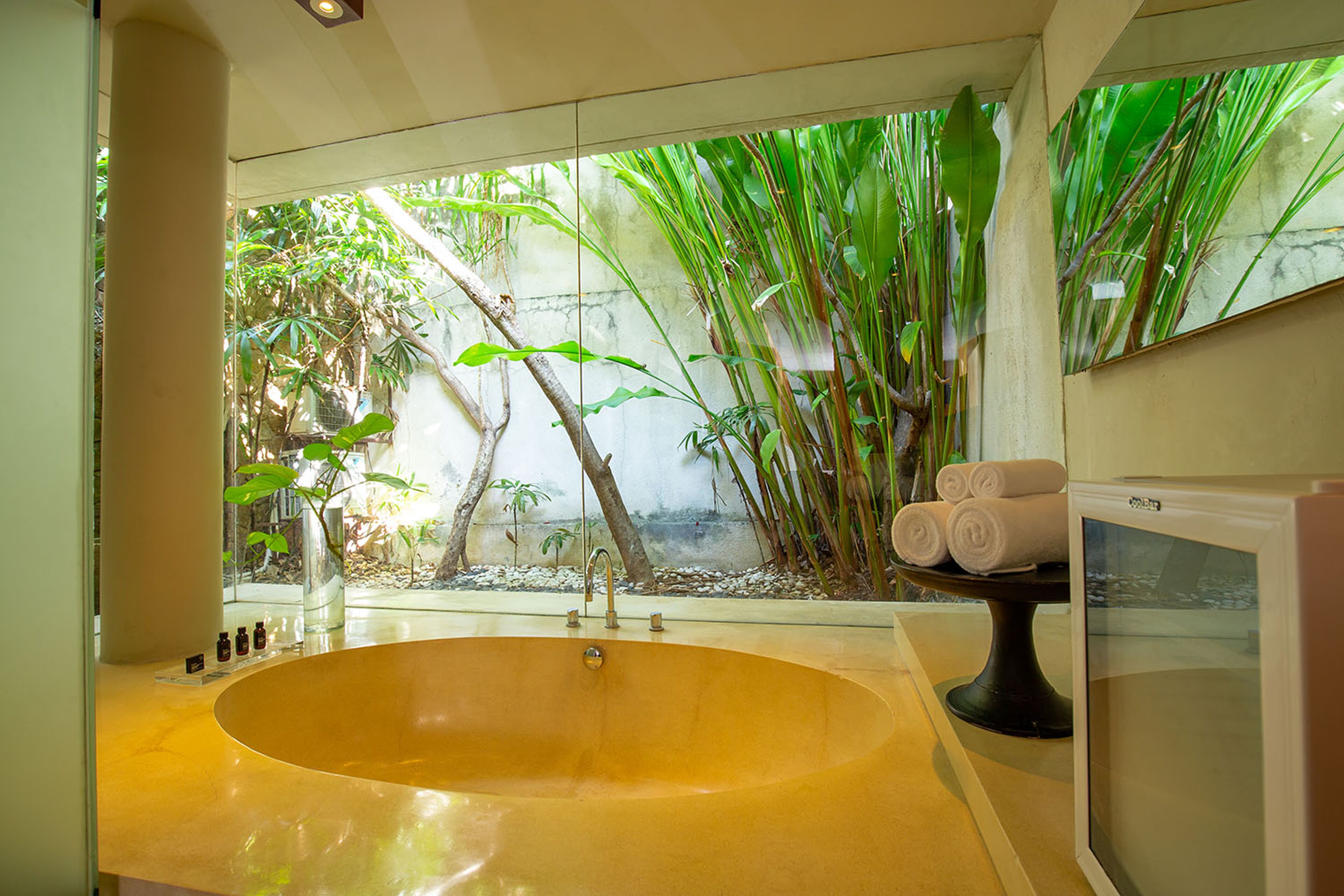 combined shower/bathtub, free toiletries, hair dryer, bathrobes