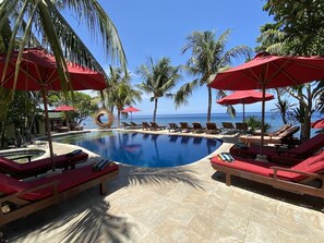 2 outdoor pools, pool loungers - Puri Wirata Dive Resort and Spa (Karangasem)