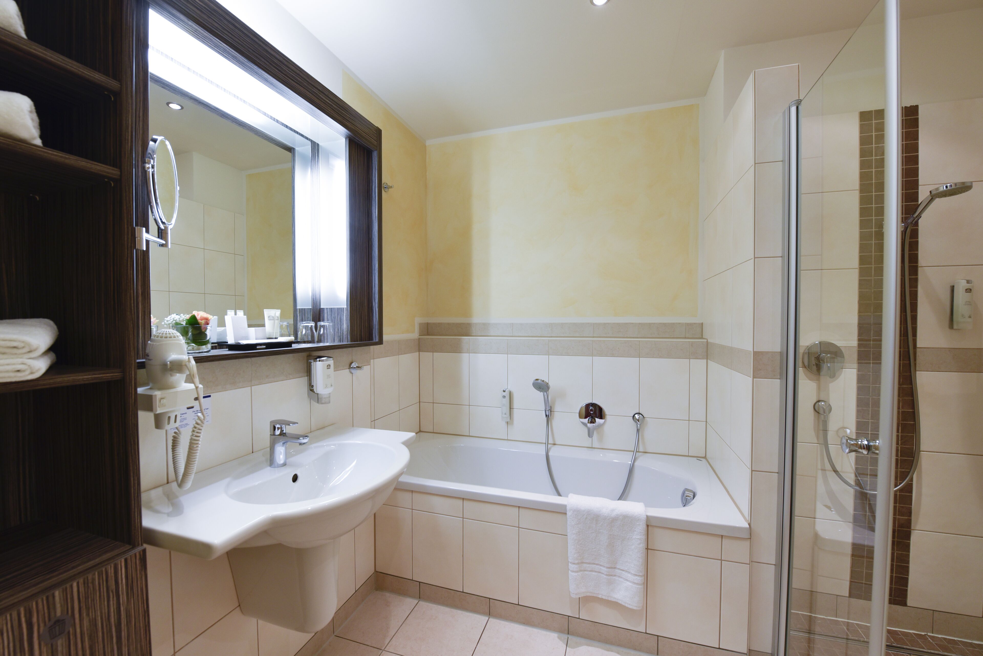 shower, free toiletries, hair dryer, dressing gowns