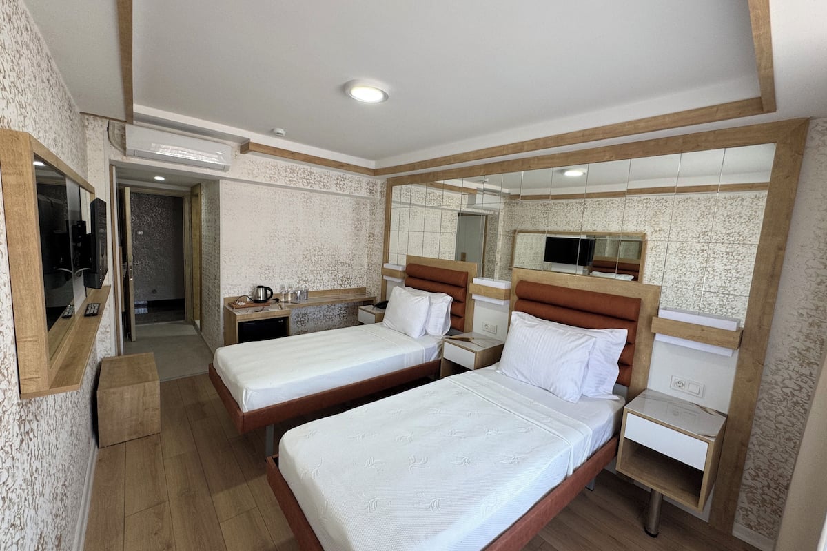Habitación individual | Minibar, caja de seguridad en la habitación y escritorio