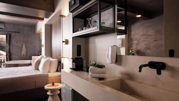 The Hot Tub Suite with Fireplace & Steam Shower | Bathroom