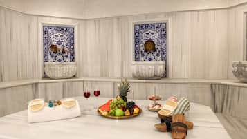 Turkish bath, massage/treatment rooms, massages