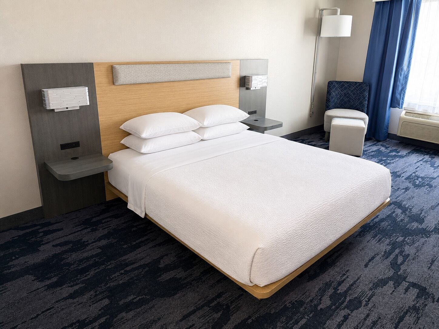Room, 1 King Bed, Roll-in Shower, Non Smoking | Desk, laptop workspace, blackout drapes, soundproofing