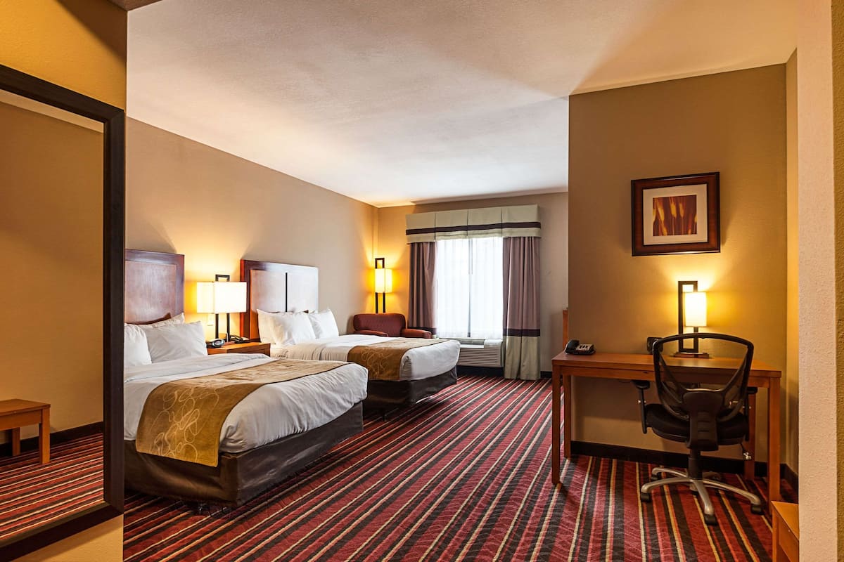 suite, 2 double beds, non smoking | pillow-top beds, desk, laptop workspace, iron/ironing board