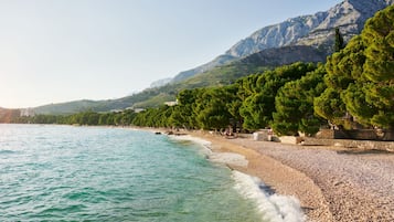 Beach nearby, beach umbrellas
